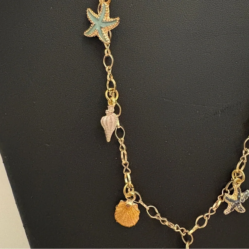 Beach Necklace, Shells, Gold Chain 20